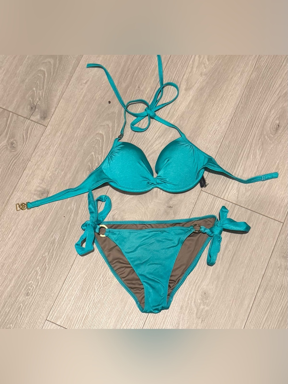 Victoria’s secret Turquoise Push-Up Halter Bikini Set - Women's Swim 32B top
